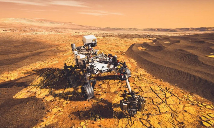 Khi thăm dò, khám phá địa điểm vùng châu thổ sông cổ đại, Robot tự hành Perseverance của Cơ quan hàng không vũ trụ Mỹ NASA đã thu thập được một số mẫu quan trọng nhất trong việc tìm kiếm bằng chứng sự sống trên sao Hỏa. Ảnh: Báo Lao Động.