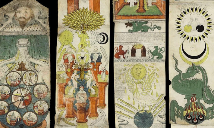 4. The Ripley Scrolls: khi Isaac Newton bắt đầu tập trung nghiên cứu thế giới huyền bí của giả kim thuật, ông đã dành phần lớn thời gian vào các tác phẩm của George Ripley. Không nghi ngờ gì nữa, ông ta chắc chắn là con người bí ẩn được biết như là tác giả của The Ripley Scrolls. (Nguồn: Christie’s)