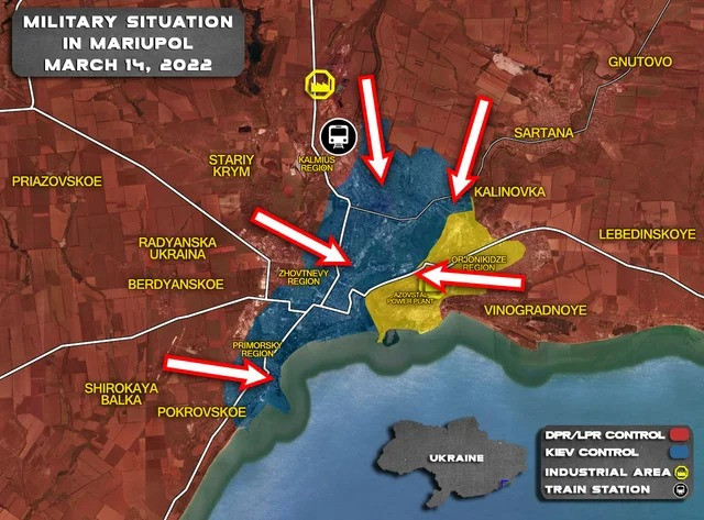 Rất khó để quân đội Ukraine giải cứu Mariupol, vì quân Ukraine gần nhất cách Mariupol 60 km. Và khu vực này cũng là khu vực công sự trọng yếu của quân đội Nga, về cơ bản quân đội Ukraine khó có thể mở được tuyến liên lạc dài 60 km rồi phá vỡ ba vòng vây của quân Nga trong và ngoài thành phố.