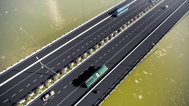 Thiết kế mặt cắt cầu Vĩnh Tuy 2 nhìn từ trên cao gồm 8 làn xe, trong đó có 4 làn xe ô tô, 2 làn đường xe buýt và làn xe thô sơ. Theo thiết kế này, cầu Vĩnh Tuy 2 là cầu đầu tiên tại Hà Nội có chia làn đường dành riêng cho xe buýt lưu thông.