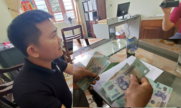 Khi được hỏi trong danh sách 15 hộ chưa nhận tiền tại sao lại có chữ ký nhận 500 ngàn đồng mỗi hộ gửi lên Uỷ ban MTTQ huyện Quỳ Châu?, Ông Thuận liên tục phủ nhận, sau một lúc không thể chối được, ông mới thừa nhận là đã tự ký khống vào danh sách nhận tiền của 15 hộ nghèo ở bản Na Xén. “Tôi tự ký vào danh sách 15 hộ là để hợp thức hoá giấy tờ nộp cho huyện. Tôi nhận lỗi và xin được sửa sai…” – ông Thuận thừa nhận lập khống hồ sơ nhận tiền của người nghèo. (Ảnh: Vietnamnet) >>> Mời các bạn xem thêm video: Bắt cán bộ Ban Dân tộc, lập khống hồ sơ ăn chặn tiền