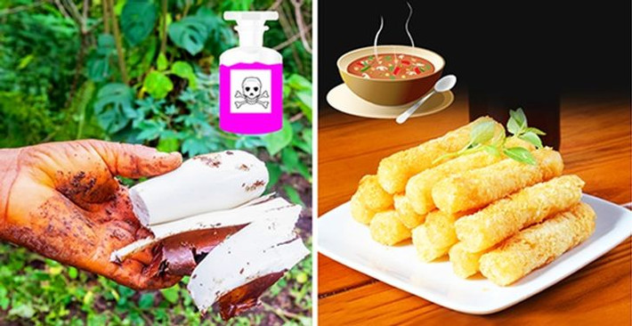 Sắn nếu không được sơ chế, chế biến đúng cách có thể để dư thừa lượng xyanua, gây nhiễm độc xyanua (một chất hóa học cực độc) cấp tính, tê liệt cục bộ, hoặc thậm chí tử vong.