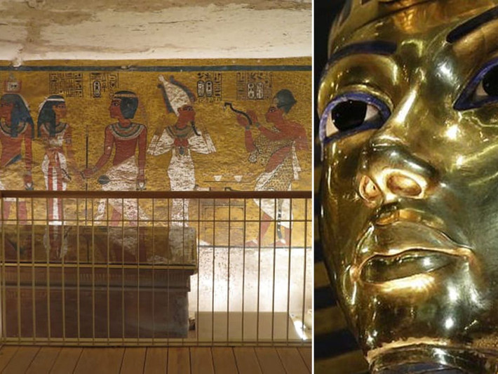 Còn cây gậy gỗ được đặt gần đầu của pharaoh, cũng có thể đóng vai trò thiết yếu trong trạng thái thức tỉnh mang tính biểu tượng của Tutankhamun. Ảnh: @9News.