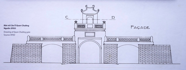 Bản vẽ Cửa Ô Quan Chưởng. (Nguồn EFEO)