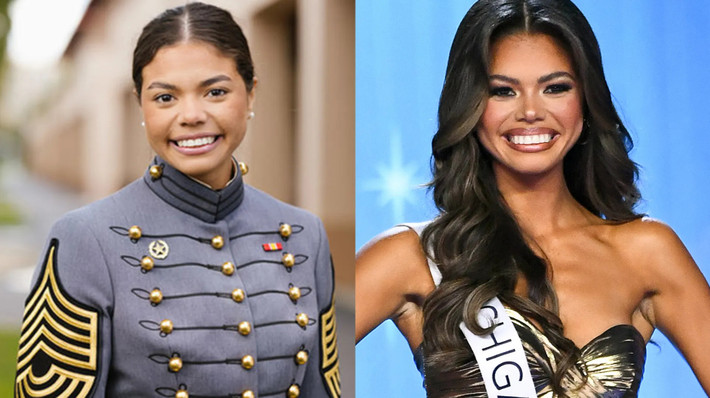 Mới đây, Alma Cooper, một sĩ quan lục quân đã đăng quang Hoa hậu Mỹ (Miss USA) 2024. Sinh năm 2002 tại bang Michigan, Alma là một sinh viên xuất sắc của Đại học Stanford, nơi cô đang theo học thạc sĩ ngành Khoa học Dữ liệu. (Ảnh: Getty Images).