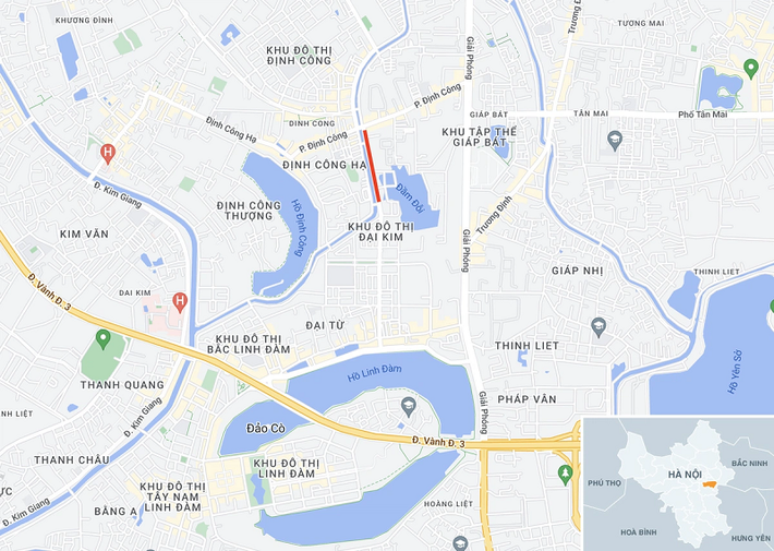 Đoạn phố Nguyễn Cảnh Dị, quận Hoàng Mai, Hà Nội. Ảnh: Google Maps.