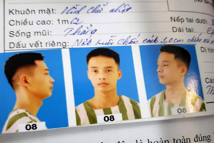 Đặc điểm nhận dạng phạm nhân Triệu Quân Sự. (Ảnh: PLO)