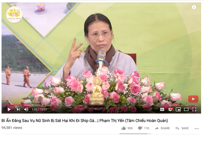 Bà Phạm Thị Yến, một Phật tử chùa Ba Vàng đang là cái tên gây xôn xao dư luận sau khi xuất hiện trong một đoạn video mang tên "Bí ẩn đằng sau vụ nữ sinh bị sát hại khi đi ship gà". Trong đoạn video này, bà Phạm Thị Yến đã có những phát ngôn bị gia đình của em Cao Thị Mỹ D. - nạn nhân trong vụ án vừa qua ở Điện Biên cho là "xúc phạm vong linh người đã khuất".