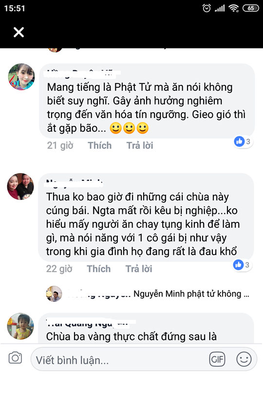 Những phát ngôn của bà Phạm Thị Yến đan xen với những thông tin liên quan đến việc chùa Ba Vàng "kiếm bộn tiền" từ việc cúng oan gia trái chủ, cúng giải nghiệp, tin đồn về ngôi chùa này truyền bá vong báo oán... cùng lúc tạo ra sự bức xúc trong dư luận. Nhiều người khẩn thiết mong các cơ quan chức năng vào cuộc điều tra rõ ràng, làm sáng tỏ sự việc, nghiêm trị những kẻ lợi dụng tôn giáo, lý luận, tư tưởng nhà Phật để truyền bá mê tín dị đoan, kiếm lời trên những người vô tội.