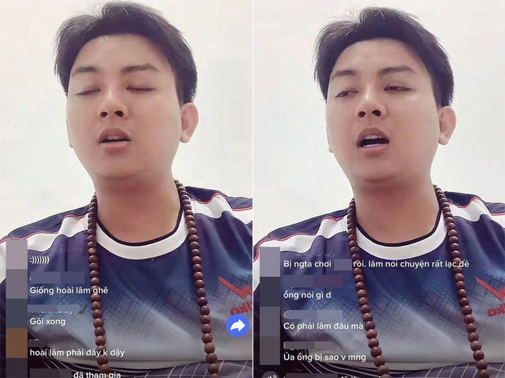 Tháng 8/2022, nam ca sĩ sinh năm 1995 khiến người hâm mộ lo lắng khi liên tục ngủ gật khi đang livestream. Giao lưu cùng khán giả, Hoài Lâm nói chuyện lan man, khuôn mặt đờ đẫn, chỉ trực gục xuống ngủ. (Ảnh cắt từ clip)