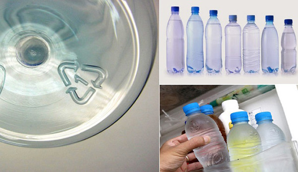 Nhựa số 1. Nhựa PET hay PETE (Polyethylene Terephthalate - Ký hiệu số 1 dưới đáy bình). Người ta thường dùng PET và PETE để chế tạo các loại nước uống đóng chai, dầu gội, nước xúc miệng.