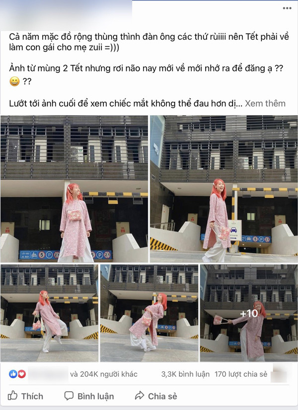 Bản thân bộ đồ vô cùng kín đáo, không dùng chi tiết cắt xẻ táo bạo khoe da thịt hay có bất kỳ hành động nào làm “hoen ố” tà áo dài truyền thống. Ảnh: FBNV.