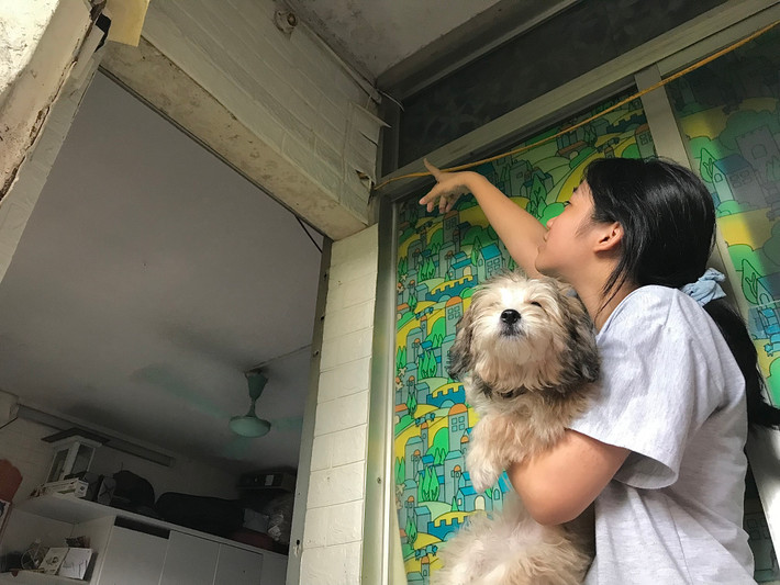 "Em đã sống cùng gia đình tại khu tập thể này được 7 năm rồi. Cả toà nhà lúc nào cũng ẩm mốc, cầu thang bị dột quanh năm, nhà em cũng bị dột. Không chỉ vậy, nhà còn bị nghiêng hẳn sang một bên" - em Minh Anh (SN 2010) chia sẻ.