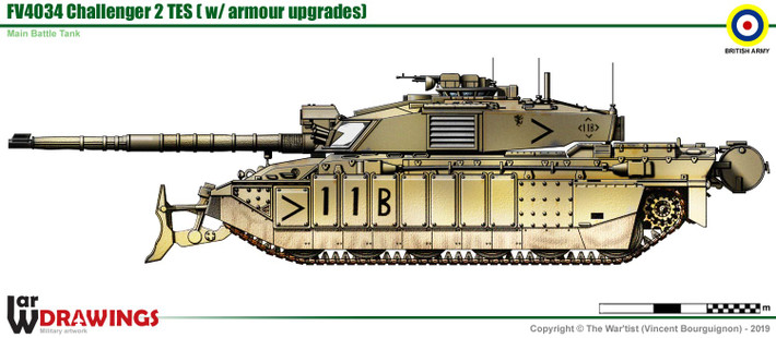 Ngoài ra, Challenger-2 còn được trang bị thêm cả giáp phản ứng nổ (ERA), bao gồm lớp giáp dạng viên gạch trên nóc tháp pháo và diềm xích. Lớp giáp ERA đặc biệt hiệu quả khi chống lại các loại đầu đạn có thiết kế nổ lõm, như đầu đạn chống tăng; nhưng chúng bất lực trước các đầu đạn nổ nối tiếp như đầu đạn Tandem.