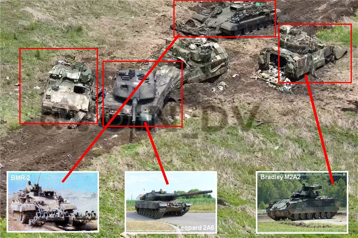 Chỉ cần xe tăng Leopard 2 và xe chiến đấu bộ binh M2 Bradley của Ukraine bị mắc kẹt bởi bãi mìn Nga không thể cơ động, thì hỏa lực tầm xa của Quân đội Nga như pháo binh, tên lửa chống tăng cùng UAV tự sát Lancet ầm ầm lao tới. Quân đội Ukraine đã thiệt hại 16 chiếc Leopard 2 và 40 chiếc M2 Bradley.