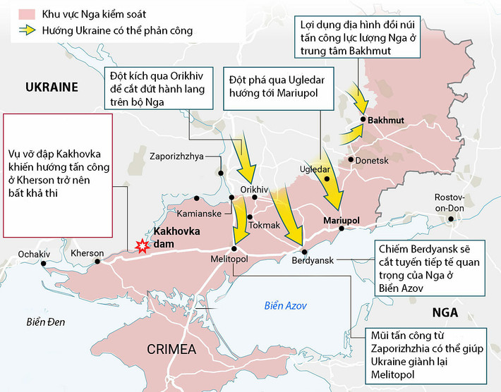 Mấu chốt của mục tiêu chiến lược này là quân Ukraine phải lần lượt chọc thủng ba tuyến phòng thủ của quân Nga theo hướng Orekhiv-Tokmak; sau đó thọc sâu chiếm Melitopol, rồi chia quân thành ba hướng là Kherson, Crimea và phía bờ biển Azov (đích là thành phố Berdyansk).