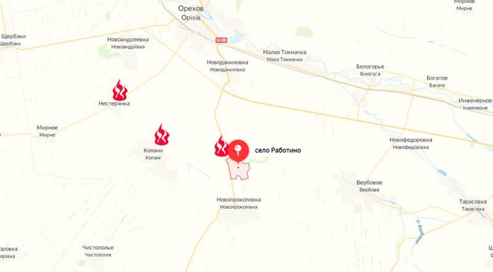 Vào tối ngày 20/8, quân Ukraine tập trung tấn công không chỉ vào chính diện làng Rabotino mà còn ở sườn phía tây, tiến hành đột phá theo hướng các làng Nesteryanka và Kopani với lực lượng của Lữ đoàn 82. Làng Nesteryanka nằm phía đông bắc làng Rabotino, gần đường cao tốc giữa các thành phố Orekhov và Vasilievka.