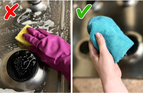 Bề mặt bếp. Quá trình nấu nướng, bạn nên dùng khăn ẩm để vệ sinh phần thức ăn thừa, dầu mỡ thay vì dùng các chất tẩy rửa. Theo Brightside, nhiệt độ cao của bếp nấu có thể tiêu diệt vi khuẩn hiệu quả. Bạn chỉ cần lau bếp sau khi nấu và cọ rửa chúng mỗi tháng 1 lần.