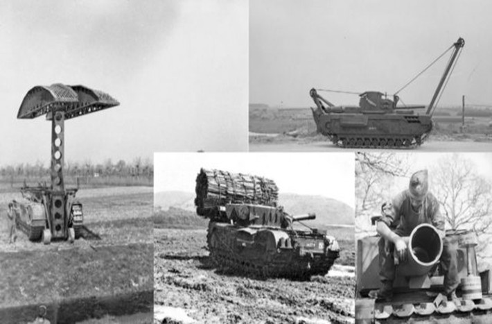 Bên cạnh các biến thể chiến đấu, Churchill còn được phát triển thành các biến thể hỗ trợ như cứu kéo, cầu cơ giới nhưng đặc biệt nhất vẫn là biến thể Churchill AVRE mẫu cối tự hành hạng nặng 290mm. Thay vì được trang bị pháo 75mm hay 95mm Churchill AVRE lại được trang bị một nòng cối 290mm với mỗi quả đạn nặng tới 18kg đủ sức phá hủy hoàn toàn một công sự kiên cố, hạn chế duy nhất của mẫu cối này là có tầm bắn ngắn. Nguồn ảnh: War History.