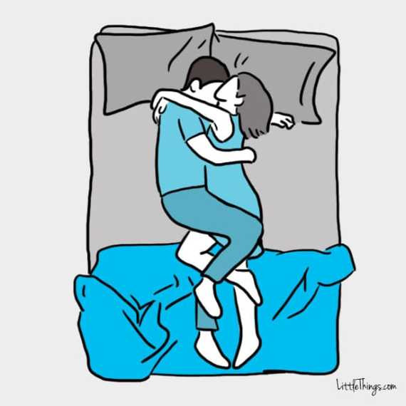 Nút thắt. Những cặp đôi ôm ấp nhau bằng mọi bộ phận cơ thể từ đầu tới chân trong tư thế "nút thắt" rất hiếm - chỉ chiếm khoảng 4%. Tư thế này thường là của các cặp đôi mới yêu, họ có xu hướng quấn quýt lấy nhau không rời.