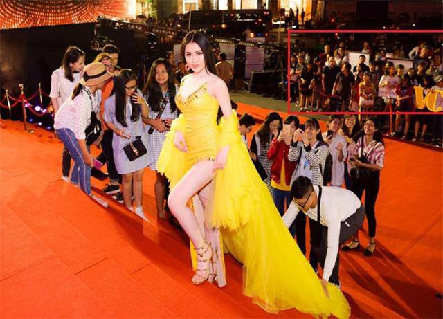 Thư Dung - người đẹp lắm thị phi của showbiz Việt khoe đôi chân thon dài và làn da trắng mịn trên thảm đỏ. Ảnh: eva.