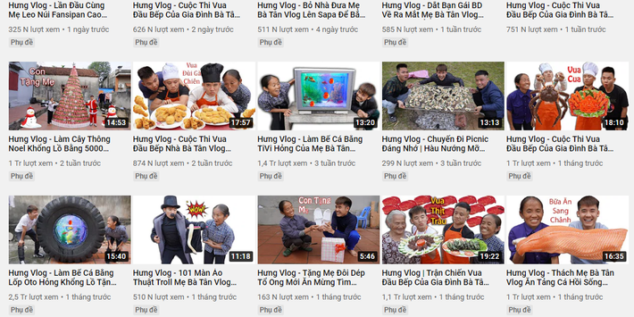 Bên cạnh đó, kênh của Hưng Vlog cũng "lao dốc" về lượng views, mỗi video của con trai bà Tân chỉ dẫm chân từ 100 -300 ngàn views, thi thoảng mới xuất hiện video đạt hơn 1 triệu views.