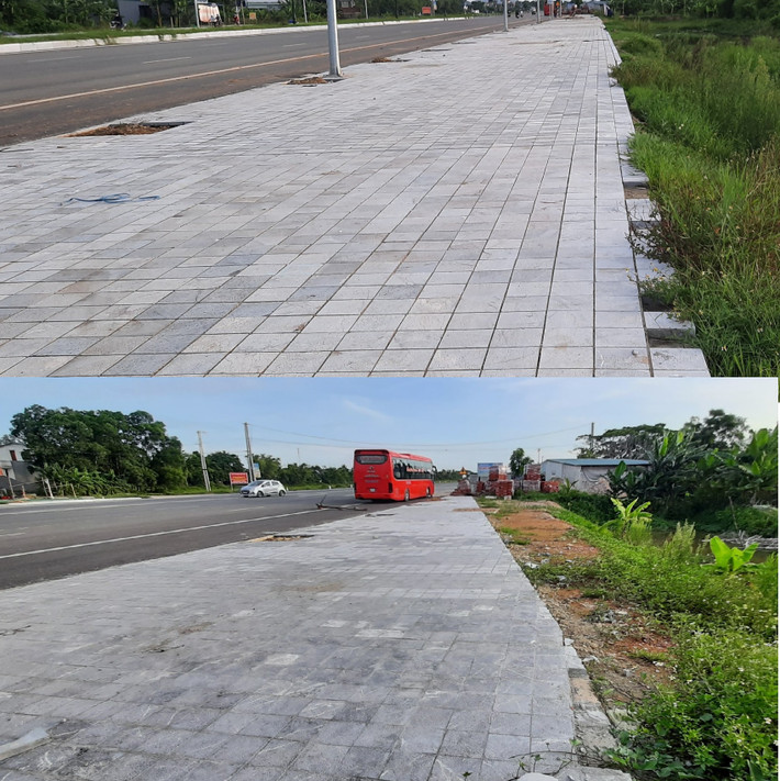 Mặc dù mới chỉ đưa vào thông xe kỹ thuật tháng 4/2021 nhưng vỉa hè khu vực Quảng Hải bị bong tróc, gãy nát rất nhiều.