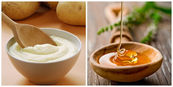 4. Khoai tây và mật ong: Luộc chín 2 – 3 củ khoai tây rồi nghiền nát.Thêm 2 muỗng mật ong nguyên chất vào khoai tây đã nghiền, khuấy đều thành một hỗn hợp sánh mịn. Ảnh: kidsplaza.vn.