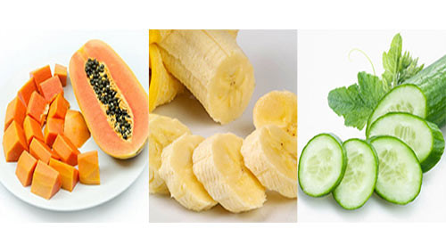 3. Mặt nạ đu đủ, dưa leo, chuối dành cho da hay bị dị ứng: Đu đủ, dưa leo, chuối chín. Cắt dưa leo thành từng lát nhỏ và nghiền nhuyễn hỗn hợp đu đủ, dưa leo và chuối lại với nhau. Ảnh: blog.khonggia.vn.