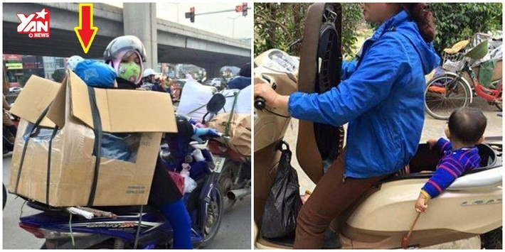 Cách chở con này liệu có thật sự an toàn. Ảnh: yan.vn.