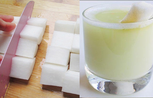 4. Củ cải trắng tươi ép lấy nước, trộn thêm nước ép của 2 – 3 lát gừng tươi, ngậm và nuốt dần. Nên ngậm nhiều lần trong ngày cũng cho hiệu quả rất tốt. Ảnh: vietbao.vn. (Thông tin trong bài chỉ mang tính chất tham khảo, trước khi sử dụng bài thuốc, vui lòng hỏi ý kiến bác sĩ).