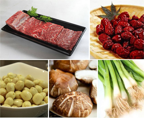 Sườn bò rửa sạch, chặt miếng vừa ăn cho vào ninh mềm, hạt sen ngâm nước một lúc rồi cho vào ninh cùng sườn bò. Khi thịt đã mềm, cho thêm táo đỏ, nêm nước lẩu với hạt nêm, chút nước mắm cho thơm và nấm đông cô vào đun cùng. Ảnh: senta.vn.