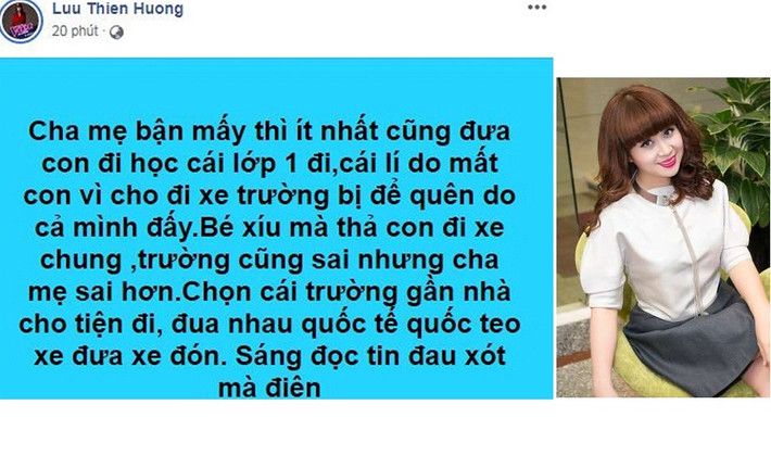 Showbiz từng không ít lần chứng kiến các sao Việt "vạ miệng" bị dư luận “ném đá“. Mới đây nhất, chỉ vì phát ngôn gây tranh cãi liên quan đến vụ việc bé lớp 1 bị bỏ quên trên xe trường Gateway tử vong, Lưu Thiên Hương đã phải tạm thời khóa trang cá nhân vì bị chỉ trích gay gắt.