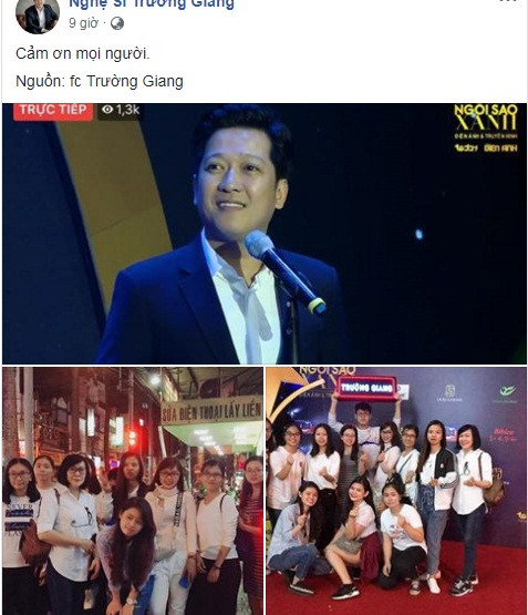 Trường Giang gửi lời cảm ơn đến khán giả đã ủng hộ anh trong thời gian qua.