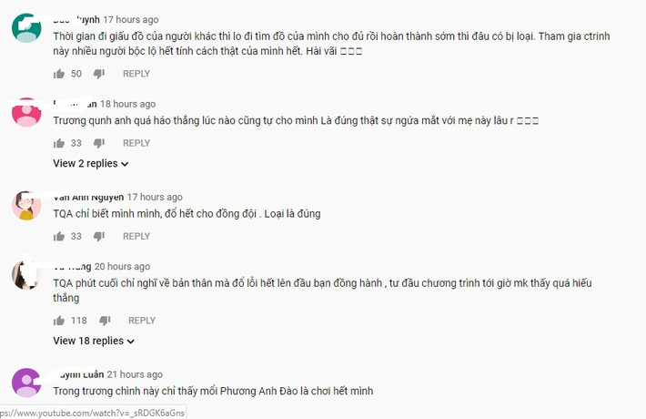 Dù vậy khi kết thúc thử thách, Trương Quỳnh Anh và đồng đội bất ngờ bị loại vì đạt thành tích kém nhất. Trước "chiến thuật" của đội Trương Quỳnh Anh và hành động như muốn đổ hết lỗi cho đồng đội của cô khiến nhiều khán giả không hài lòng. Đa phần ý kiến cho rằng nữ ca sĩ đã quá hiếu thắng.