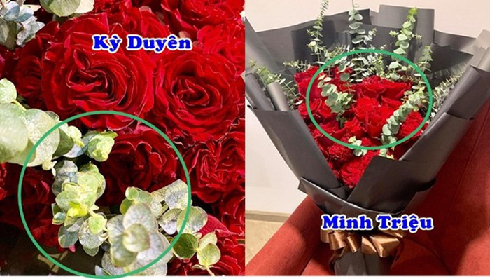 Dân mạng không khó "soi" ra nét tương đồng giữa hai bó hoa của hai người đẹp. Loạt chứng trên vô tình làm cho tin đồn cặp đôi siêu mẫu - hoa hậu hẹn hò nóng trở lại.