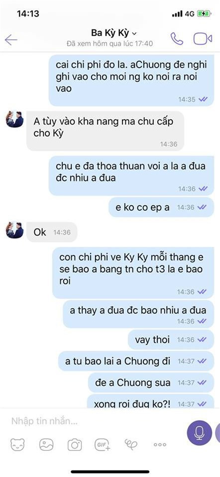 Sau ly hôn, Hải có gửi tiền nhưng một thời gian lại ngừng dù Châu liên tục nhắn tin.