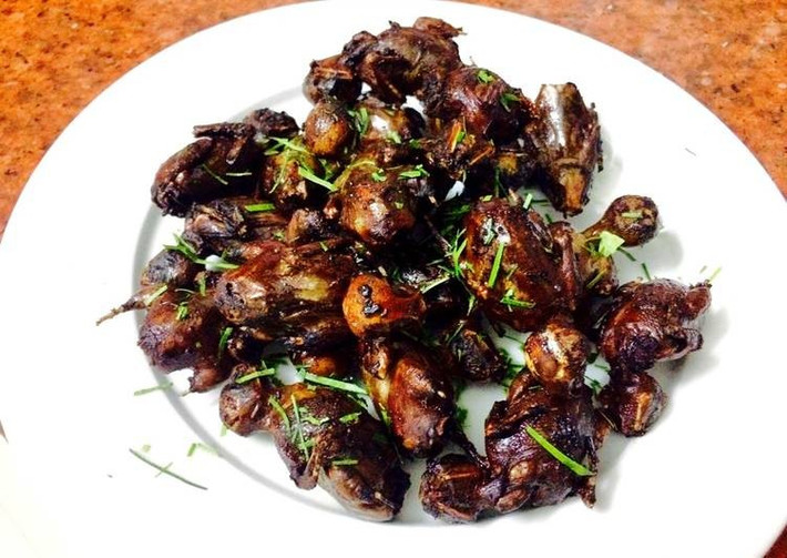 Chim sẻ ướp tiêu, hồi, quế, sa nhân: Chim sẻ 3 con, tiểu hồi 9g, hồ tiêu bột 3g, sa nhân 6g, nhục quế 6g. Các dược liệu xay thành bột thô, chia đều cho vào bụng chim đã làm sạch. Dùng giấy thấm ướt hay giấy bạc gói kín đem nướng. Ảnh minh họa
