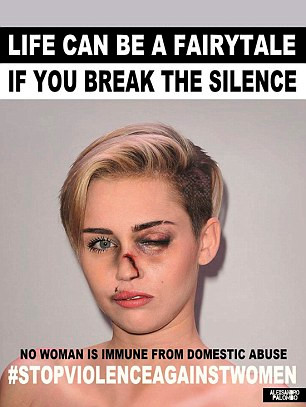 Hình ảnh của Kim Kardashian, Kendall Jenner và Emma Watson … và một số ngôi sao nổi tiếng khác đã được chỉnh sửa qua photoshop với những vết thâm tím và mắt đen để lên án nạn bạo lực gia đình.