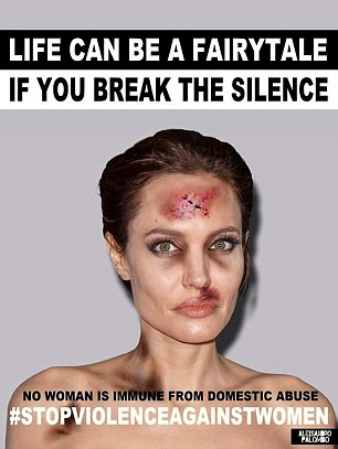 Một nghệ sỹ nổi tiếng khác, thiên thần Angelina Jolie cũng đã rất nhiều lần lên tiếng bênh vực phụ nữ thể hiện quyền bình đẳng và lên án nạn bạo lực gia đình.
