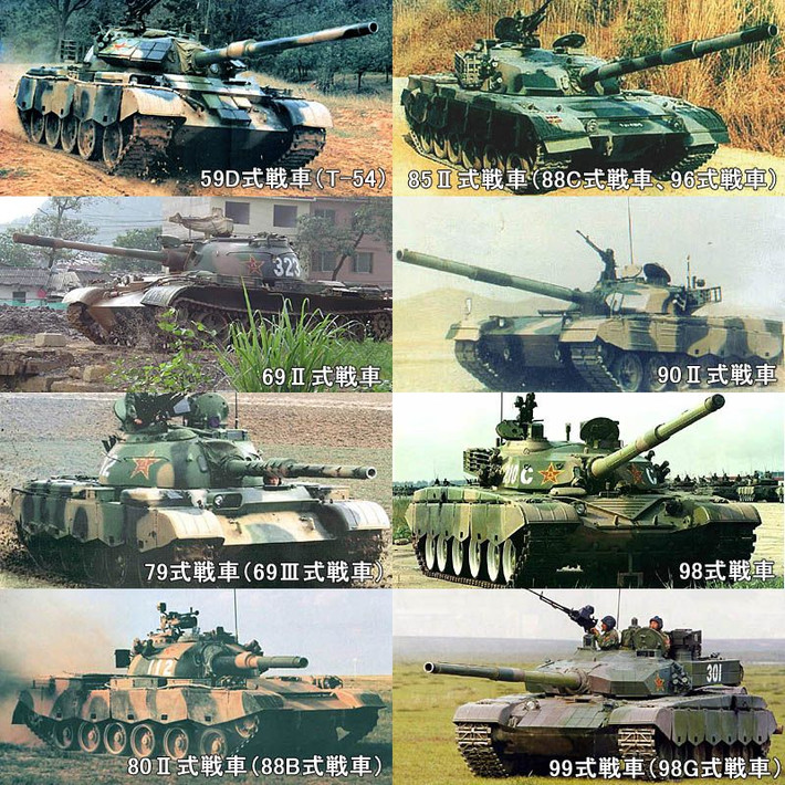 Hiện nay Quân đội Trung Quốc đang có trong biên chế chiến đấu 5 mẫu xe tăng chính. Trung Quốc cũng là cường quốc có nhiều mẫu xe tăng chiến đấu nhất hiện nay, nếu so với Quân đội Nga, Mỹ và Ấn Độ.