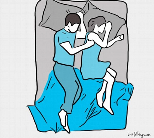 Một là, tư thế nằm phản ánh mối quan hệ không còn đam mê. Một hoặc cả hai người không có nhu cầu tiếp xúc cơ thể. Hai là, người quay lưng đang tỏ ý muốn được đối phương chú ý nhiều hơn.