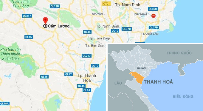 Công trình được thực hiện tại xã Cẩm Lương - cách trung tâm TP Thanh Hóa khoảng 85 km. Ảnh: Google Maps.