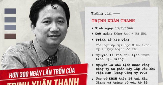 4. Trịnh Xuân Thanh bỏ trốn rồi đầu thú. Ngày 16/9/2016, Cơ quan CSĐT ra ra Quyết định khởi tố Trịnh Xuân Thanh về tội Cố ý làm trái quy định của Nhà nước về quản lý kinh tế gây hậu quả nghiêm trọng quy định tại Điều 165 Bộ luật hình sự; đồng thời ra Lệnh bắt tạm giam và Lệnh khám xét đối với đối tượng này.