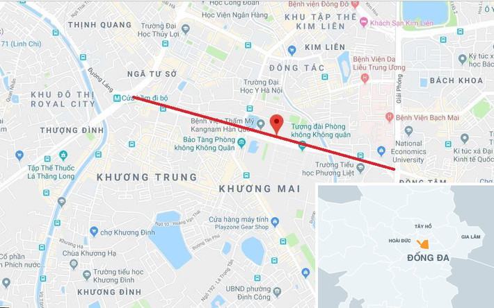 Đường Trường Chinh nằm giữa địa phận 2 quận Đống Đa và Thanh Xuân. Ảnh: Google Maps.