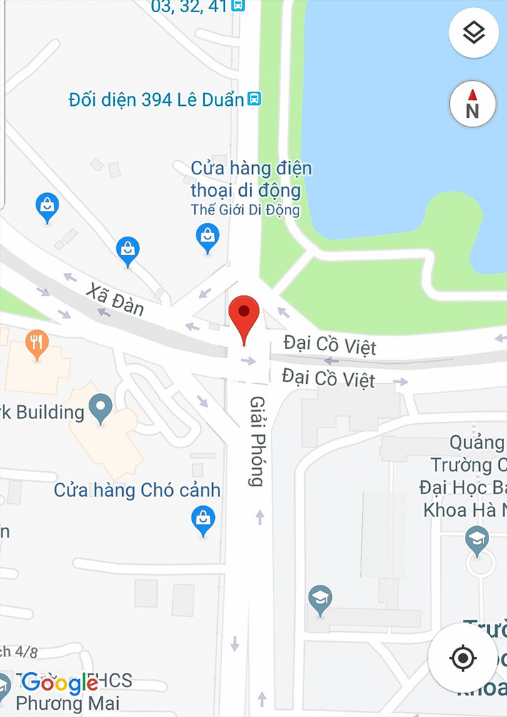 Hầm Kim Liên (Hai Bà Trưng, Hà Nội) được bố trí theo hướng đường Đại Cồ Việt – Xã Đàn và ngược lại. Ảnh: Google