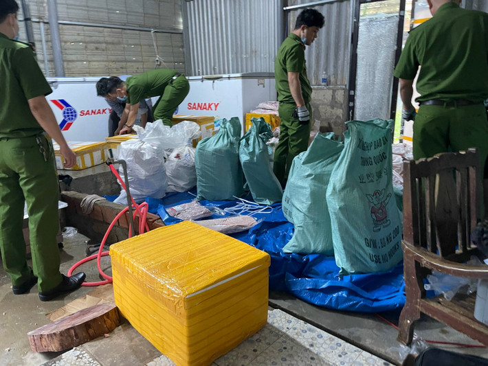 Trước đó, vào lúc 10h ngày 20/12, tổ công tác thuộc Phòng Cảnh sát kinh tế Công an tỉnh Thừa Thiên Huế đã khám xét tại kho hàng hóa thực phẩm “thịt heo bò xuất nhập khẩu tại Huế” địa chỉ tại thôn Xuân Lai, xã Lộc An, huyện Phú Lộc do bà Hồ Thị Nhiên, sinh năm 1993, trú tại thôn Xuân Lai, xã Lộc An, huyện Phú Lộc làm chủ.