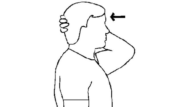 Nhóm bài tập giảm đau cổ với kháng lực. 1. Duỗi cổ - đầu giữ nguyên. Đặt lòng bàn tay vào sau đầu. Bạn đẩy đầu về phía sau. Bàn tay bạn kháng lại lực đẩy để giữ cổ nguyên vị trí. Bạn giữ nguyên tư thế đối kháng trong 10 giây. Bạn lặp lại 10 lần. Tập 1 lần/ngày.