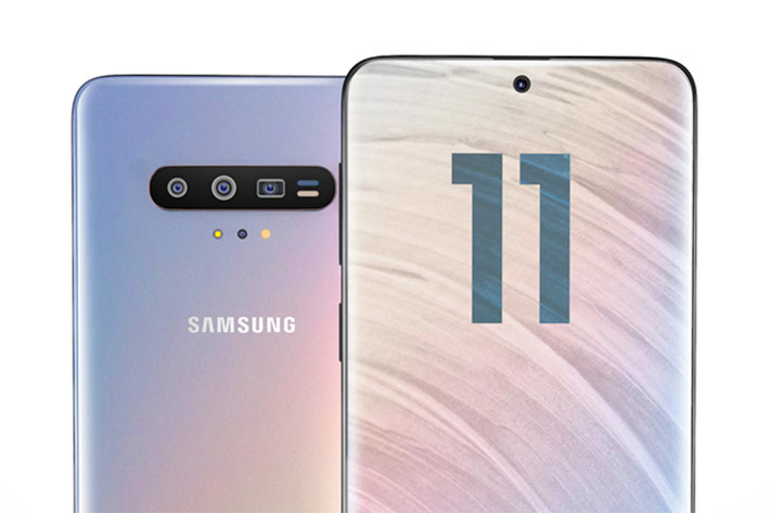 Mặt trước là màn hình tràn viền với camera selfie đục lỗ ở chính giữa tương tự Note10. Phần màn hình sẽ được làm cong đều ra cả bốn cạnh. Một số nguồn tin từ PhoneArena cho biết Samsung đang phát triển công nghệ ẩn camera dưới màn hình. Tuy nhiên, nó sẽ không kịp xuất hiện trên Galaxy S11.