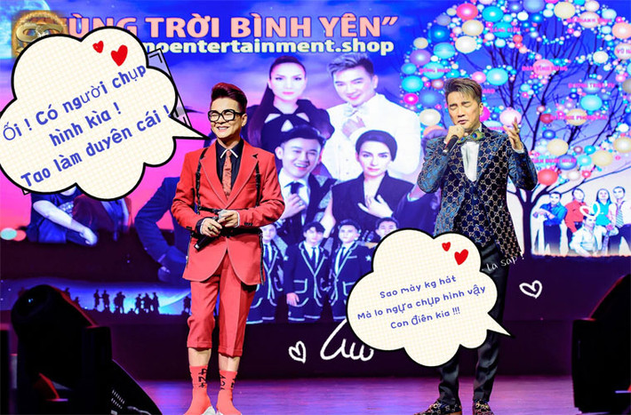 Khoảnh khắc hai người hát chung trên sân khấu cũng được Vũ Hà chế thành ảnh vui để trêu đùa.